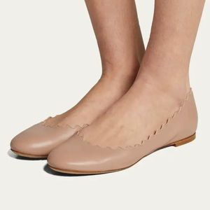 Chloe “Lauren” Scalloped Leather Ballet Flats